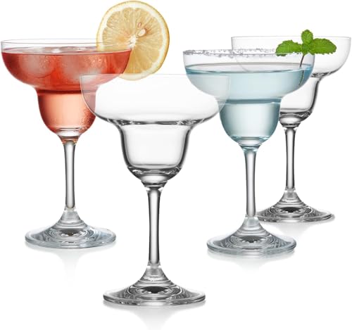 VILON Margarita Glasses Set of 6 | Cocktail Glasses with stem Crystal Glassware for Frozen, Martini, Mixing Cocktails | Classic Cocktail Glasses for Drinks, Clear (Margherita 180ML)