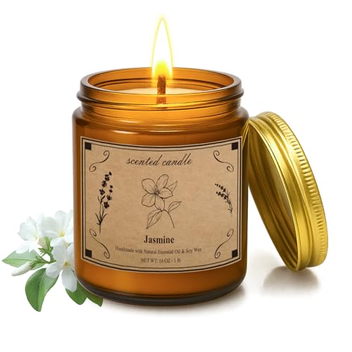 POOTES Scented Candles for Home, 16oz Large Jar Scented Candle – Jasmi