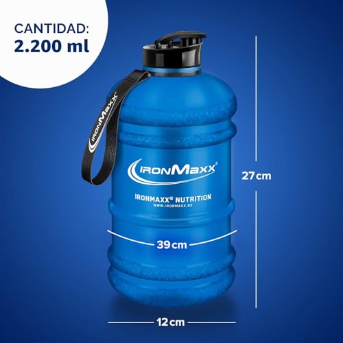 Miniatura 5 de Ironmaxx Galón De Agua - Azul Mate 2200ml Sin Bpa Dehp Botella A Prueba De Fugas Con Escala De Medida Disponible En Colores Diferentes