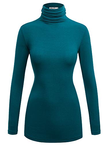 Image of Lock and Love Women's Turtleneck Top Lightweight Long Sleeve Slim Fit Pullover, Soft Rayon Stretch Layering Basic, S-3XL