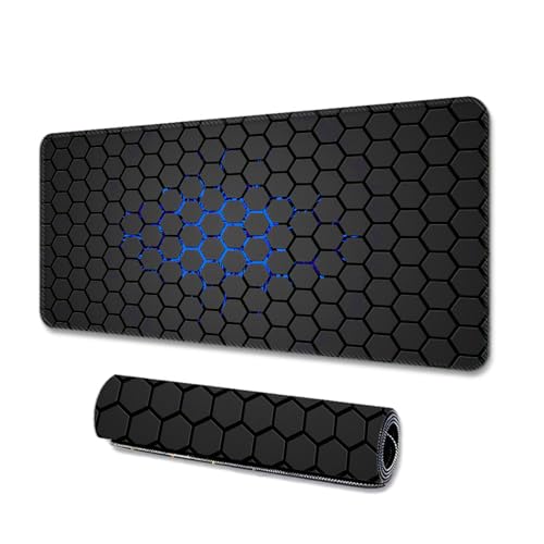 Image of XSDSLS Gaming Mouse Mat, Large Mouse Pad 600x300 XL mousepad Anti-Fray Stitched Edges, Non-Slip Rubber Base,Keyboard Desk Pad, Improved Precision and Speed, Black (Blue version)