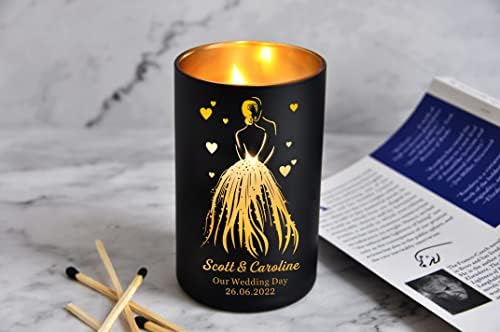 Personalised Candle Orange Blossom Jasmine Amber Gifts for Wedding Anniversary Birthday Valentines Day Custom Gift for Her Women Golden Wedding Anniversary up to 40 Hours Burn Time (Design 01)