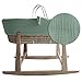 MIMUSELINA Moises para bebes. Capazo de palma natural. Moisés completo: cesta mimbre bebe, vestidura moisés muselina 100% algodón, acolchada y estructura madera balancín bebe. Estable y rígido. (Mint)