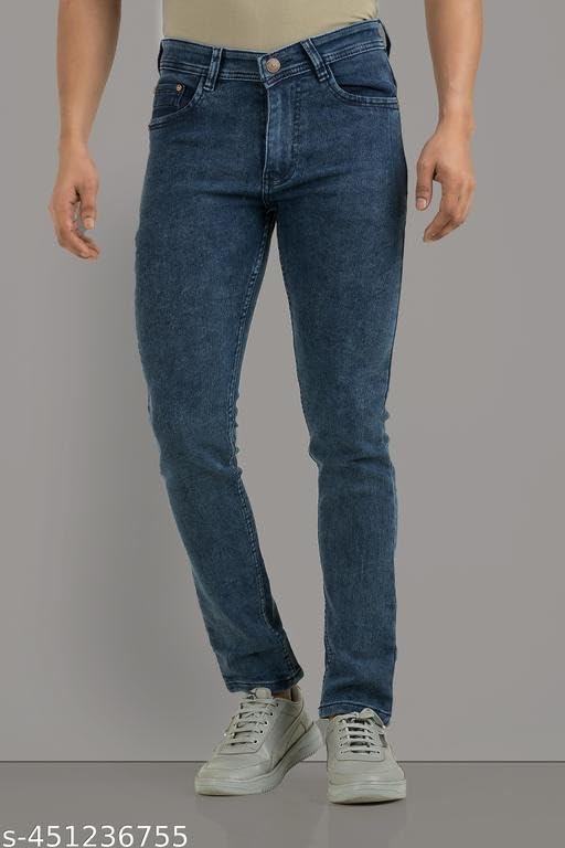 Image of Men's Solid Comfortable Slim Fit Jeans