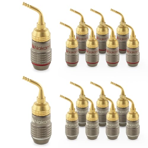 Image of Nakamichi FanLock Excel Series 24k Gold Plated 2mm Pin Plug Banana 10 AWG - 18 AWG Gauge Size 4mm for Spring Clip Speakers Amplifier Hi-Fi Home Theatre Wire Cable Quick Connector, 16 Pcs (8-Pairs) | Gauge Size 4mm for Spring Clip Terminal Speakers Amplifier Hi-Fi Audio Wire Cable Quick Connector Banana, 16 Pcs (8-Pairs)