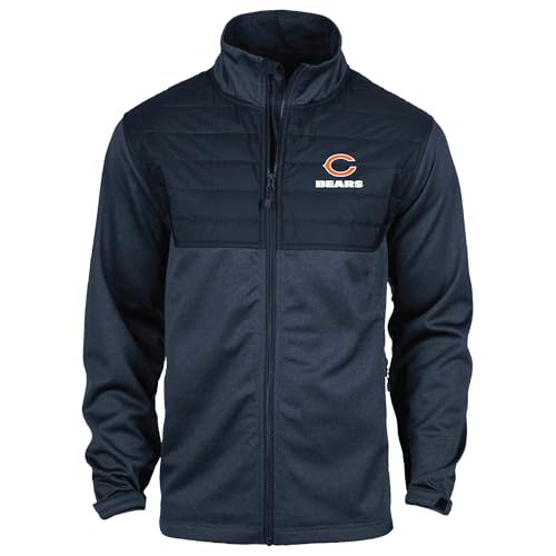 Dunbrooke Explorer Chicago Bears Full-Zip Teflon-Coated Fleece Jacket Mens Water-Resistant Midweight Heather Navy 5XL
