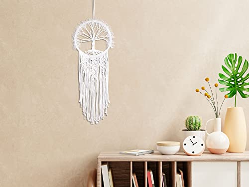 Royava Tree Of Life Dream Catcher, Macrame Wall Hanging Boho Large, Macrame Dream Catcher With Macrame Leaves, Wedding Nursery Decor Home Decor Boho Decor #TOP3
