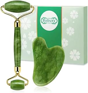 Jade Roller & Gua Sha Massage Kits, Natural Anti-Aging Face Roller and Jade Stone Set, Massager Facial Roller for Face, Eyes, Neck, Body