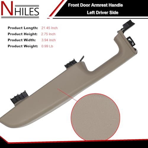 NHILES Front Door Armrest Driver Side Handle Replacement Compatible with 1999-2006 Chevy Silverado Suburban/Tahoe, GMC Yukon/Avalanche Escalade Replace Part # 12472876 (Beige) by NHILES - Image 4