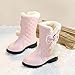 Girls Cute Fuzzy Lined Princess Boots Winter Warm Thick Snow Shoes Fashion Bowknot Mid Calf Boots