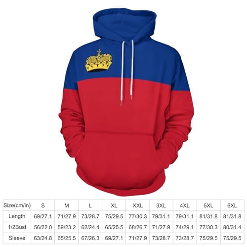 Sweat à capuche drapeau Liechtenstein unisexe coupe oversized décontractée