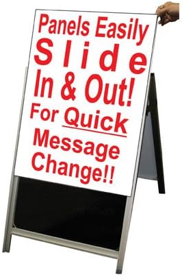 Miniatura 2 de NEOPlex - Letrero de aluminio para sándwich de acera de 24 x 48 pulgadas con paneles de inserción de borrado en seco