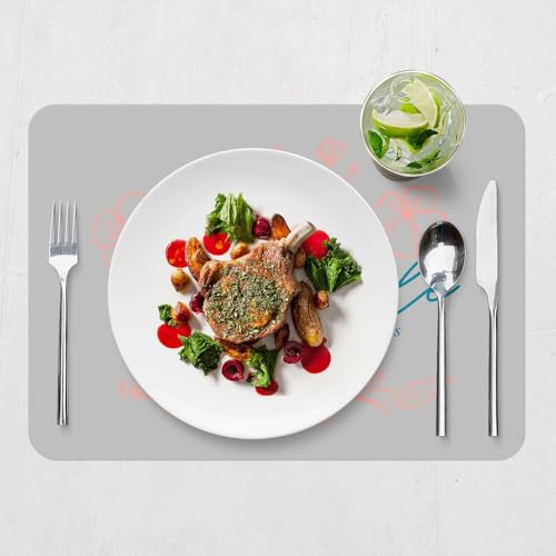 Sets de table en liège anti-rayures gris grand format napperons lavables repas
