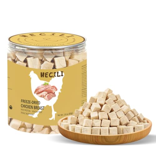 HECILI Freeze Dried Chicken Breast Cats & Dogs Treats Single Ingredient | Premium Quality | Grain Free Training & Nutrition Supplements (2.8 OZ)