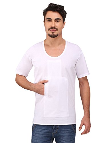 eraa Men's Regular Fit Cotton Pocket Vest/Baniyan White Color-Size 95cm/XL (Pack of 2)