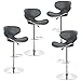 Tabouret de Bar Las Vegas Lot de 4, Tabouret Haut Réglable en Hauteur, Similicuir, Chrome Repose-Pieds, Pivotant Chaise Haute pour Bar Loisirs et Commercial (4, Gris)