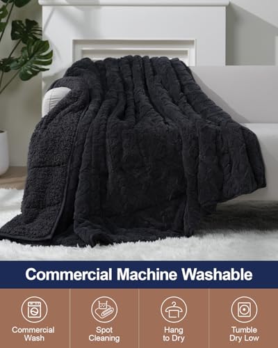 Super Fuzzy Soft Sherpa Fleece Weighted Blanket, 15 lbs Dual Sided Fluffy Heavy Weighted Blankets for Adults - No Bunching with Double Layers of Soft Inner Lining (60"x 80", 15 Pounds)