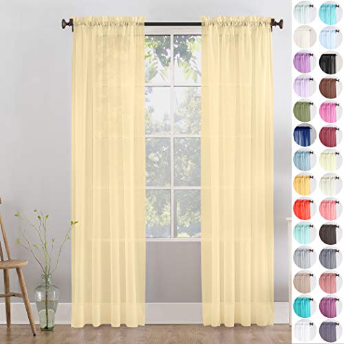 Megachest a pair of slot top voile curtains (Champagne, 56" wideX118 drop 2 Panels), W 56" x L 118" (2 Panels) - Image 2