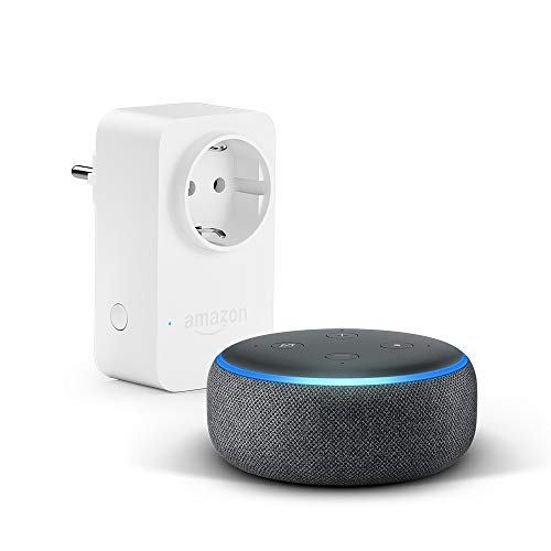 Echo Dot (3ème génération), Tissu anthracite + Amazon Smart Plug (Prise connectée...