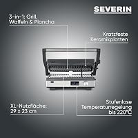 SEVERIN Kontaktgrill SEVINI FLEX, 3-in-1 Multikontaktgrill, hochwertige Keramikbeschichtung, XL-Grillfläche, spülmaschinengeeignete Grillplatten, Burger, Panini, 2000W, schwarz/Edelstahl, KG 2380 – Ansicht 2
