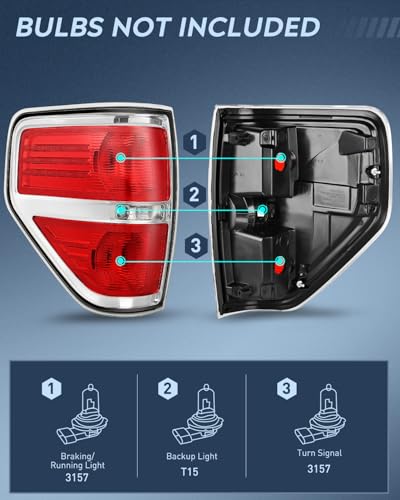 Image of Nilight Taillight Assembly for 2009-2014 Ford F150 Driver & Passenger Side