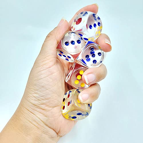 Gfday 24Mm Jumbo Dice With Colored Dots, 6-Sided Transparent Dice, Fun Six-Sided Gaming Dice For Farkle, Ten Thousand, Cho-Han And Other Dice Games (Set Of 4) #TOP3