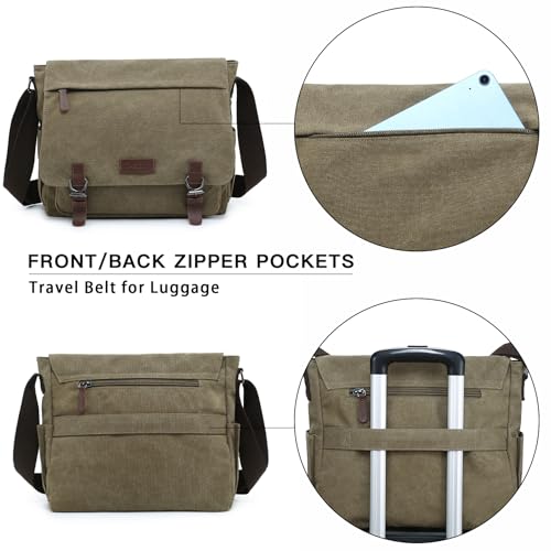 Large Vintage Canvas Messenger Shoulder Bag Travel Crossbody Purse Briefcase Business Bag for 15inch Laptop - Image 4