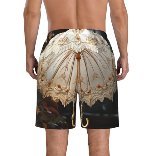 Men's Swim Trunks White Parasol Quick Dry Board Shorts Mens Bathing Suit Beach Swimwear with Pockets3