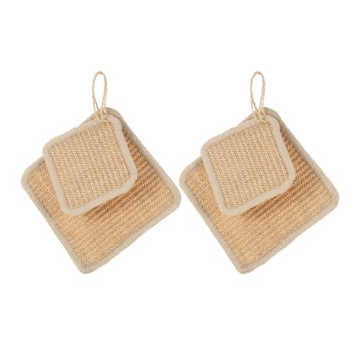 GARVALON Salvamanteles de Sisal Natural 4 Piezas 13 CM y 20 CM Resistentes al Calor Manteles Individuales Rústicos para Ollas Platos y Tazas Calientes Ideales para Cocina y Comedor