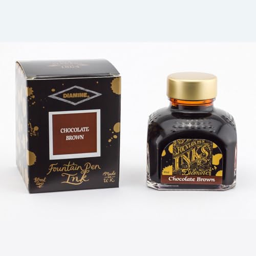 Encre pour stylo plume Diamine flacon 80ml marron foncé pour calligraphie