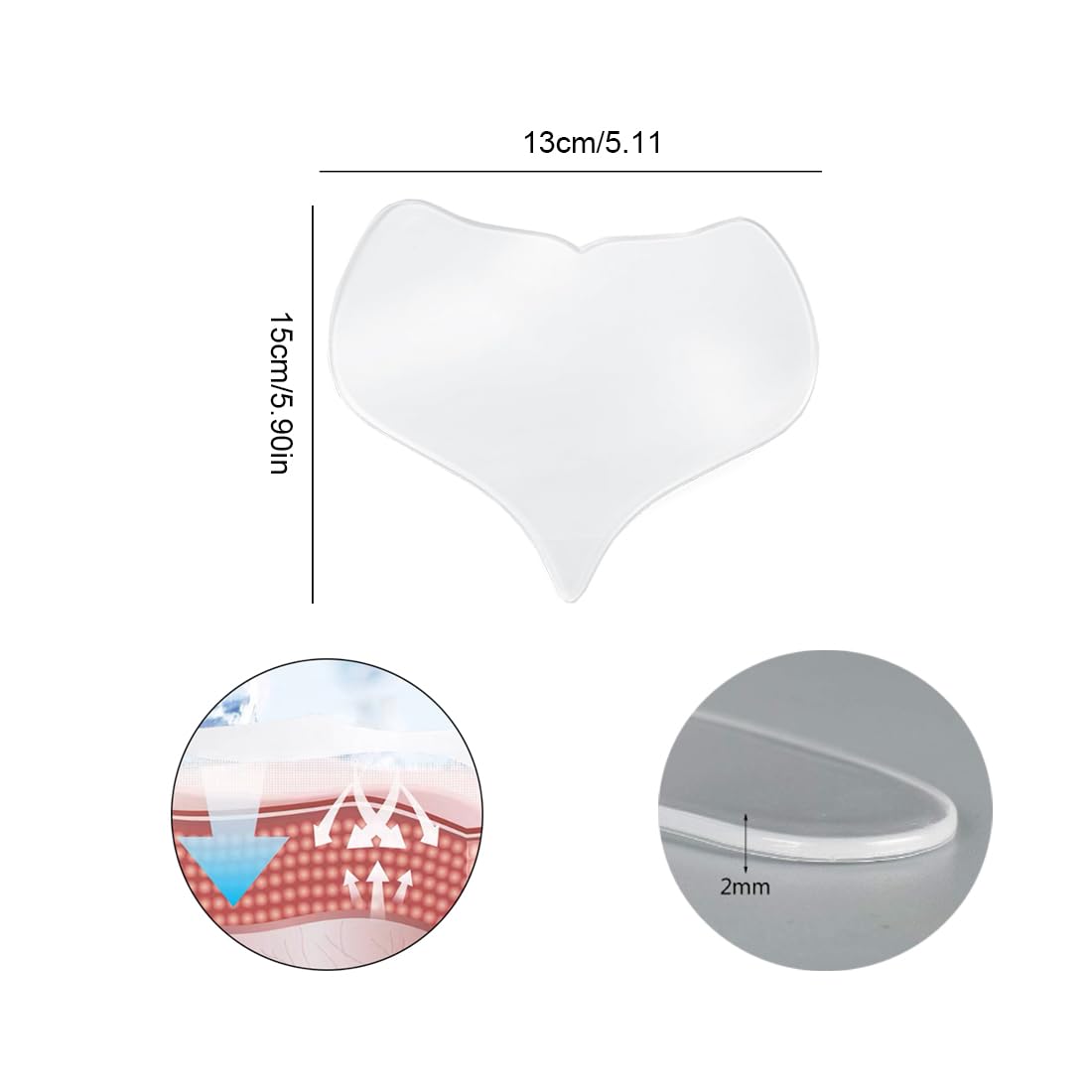 1 Pezzi Petto Antirughe Pads, Pad Antirughe Petto, Patch Rughe Petto a Forma di Cuore, Imbottitura Toracica in Silicone, Riutilizzabile Cuscinetti Antirughe Sul Petto, Patch per Scollatura Notturna
