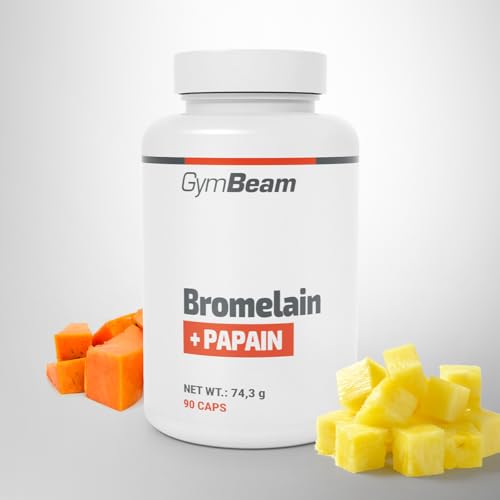 GymBeam Bromelain Papain (Kapseln) – Proteolytische Aktivität, pflanzliche Verdauungsenzyme, Bromelain 1800 GDU, Papain 120 TU, Ergänzung für einen gesunden Lebensstil, 90 Kapseln