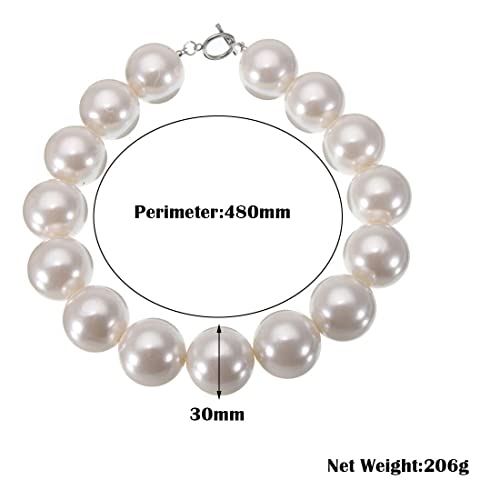 Big Pearl Necklace Choker Statement Ccb Resin Simulated Pearl Bib Collar For Women Girl's #TOP3