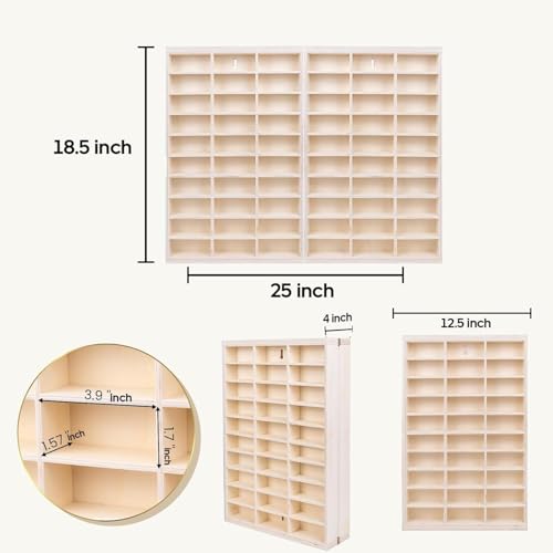 Image of 60 compartement Wooden Display for Cars - Diecast Toy Car Stand, Display Rack for Kids Toys, Living Room, Balcony, Office Decor - (Without Toys) - Wooden Display for Diecast Cars (60 Compartment)