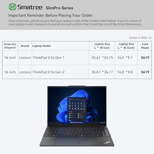 Étui ordinateur portable Lenovo ThinkPad E16 housse fine 16 pouces
