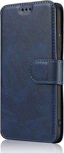 Funda para iPhone 14 GUMMMY con tapa de cuero azul y soporte