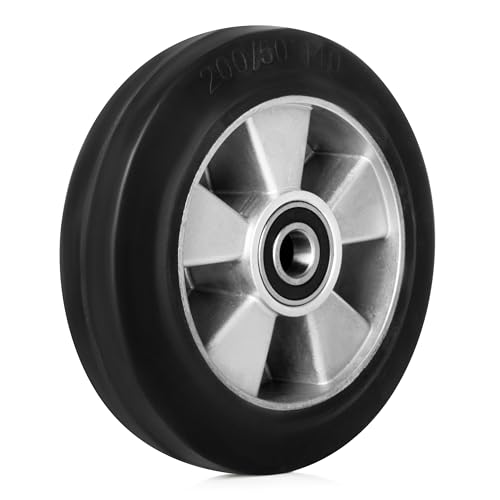 Pallit Rueda giratoria para transpaleta de goma, 200 x 50 mm, eje de 20 mm, incluye rodamiento de bolas
