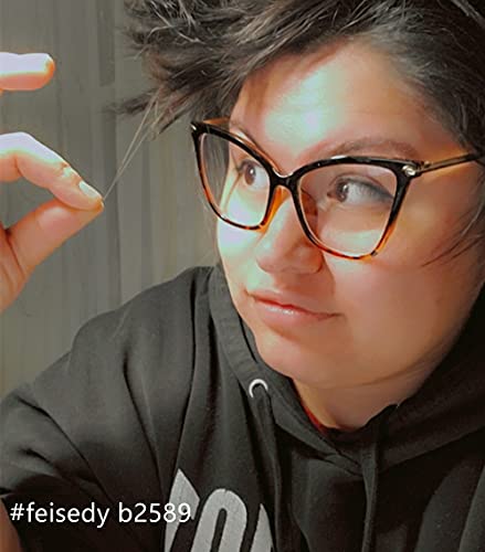 Feisedy Oversized Cat Eye Glasses Frame Blue Light Blocking Eyewear For Women B2589 #TOP2