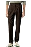 Mens Corduroy Pants Classic Fit Elastic Waist Professional Dress Pants Spring Fall Warm Soft Trousers Dark Brown 6XL