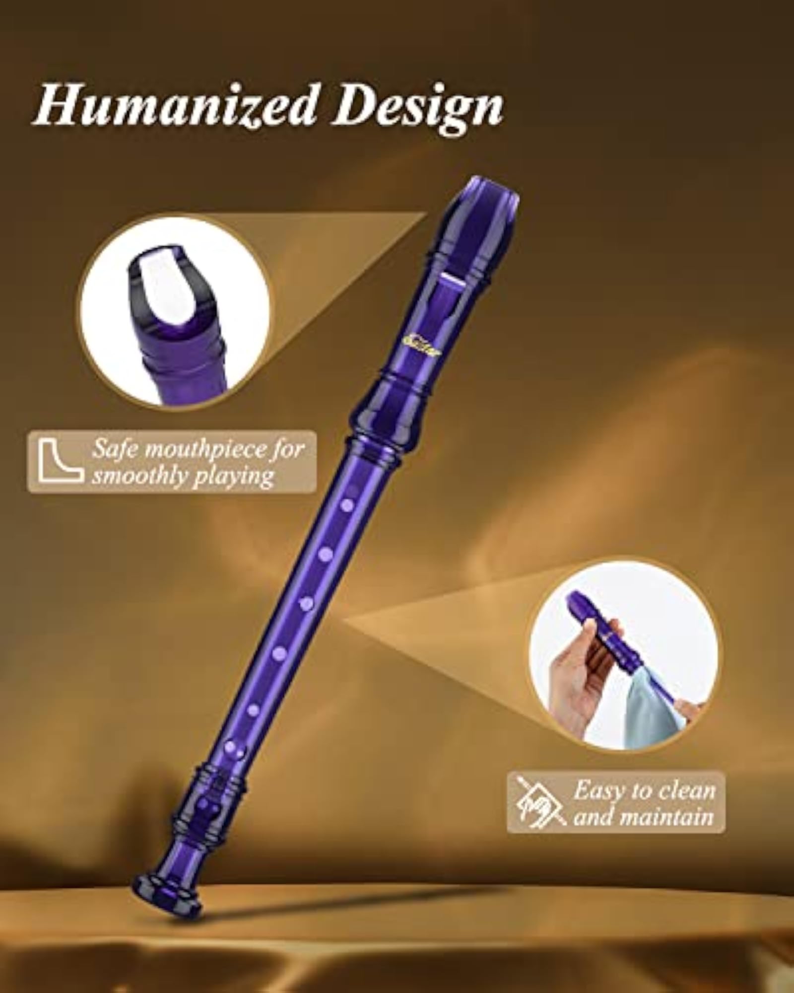 Purple German Soprano Recorder 8 Hole C Key Instrument