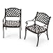 Nuu Garden Outdoor Furniture Solid Cast Aluminum Patio Conversation Dining Arm Chair CD002, Antique Bronze (Set of 2)