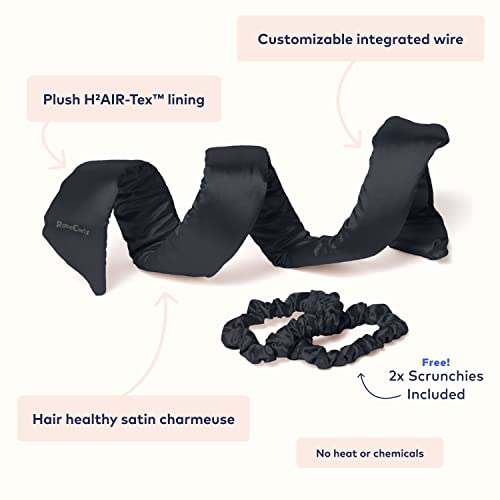 Robecurls Satin Heatless Hair Curler Set — The Original Curling Headband — Heatless Curling Rod Headband Hair Accessories For Women — Includes 2 Scrunchies (Black) #TOP2