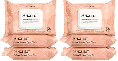 Image of Honest Beauty Fragrance Free Cleansing Makeup Remover Facial Wipes | Plant Based,Hypoallergenic,Gentle for Sensitive Skin |,(Pack of 180)