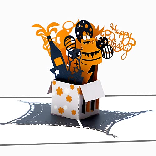 Driveloop® 3D Pop-Up-Geburtstagskarte mit natürlichem Umschlag - Dicke, hochwertige Grußkarte, Geburtstagskarten mit hervorgehobener farbiger Geburtstagskarte Frau, Mann, Freundin, Kinder und Unisex Cover