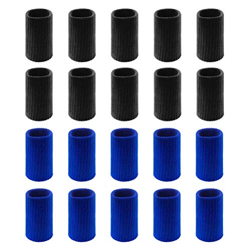 20 Pcs Finger Sleeves Protectors, Sport Finger Sleeves Finger Splints Thumb Finger Brace Support Elastic Thumb Sleeves For Relieving Pain Arthritis Trigger Finger(Blue Black) #TOP1