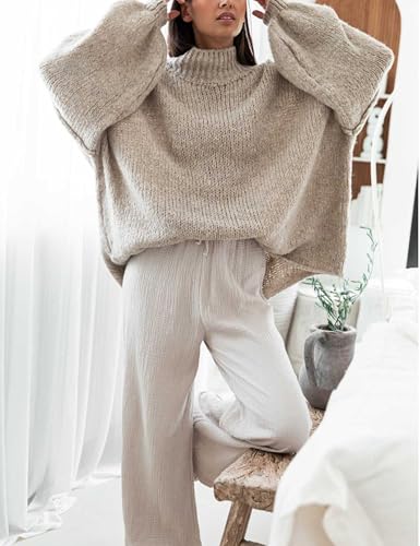 Women’s Oversized Fall Sweater 2025, Chunky Knit Crewneck Long Sleeve Fuzzy Pullover Tops3