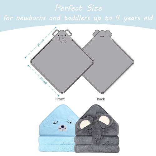 Image of Hooded Baby Towels - Premium Ultra Soft Organic Baby Bath Towel - Absorbent and Hypoallergenic Towels for Baby Boy Girl, Toddler, Newborn Essentials (Blue)
