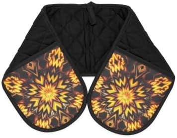 Sean's Arts and Gifts Heat-Resistant Oven Mitts, Black, Polyester Front with Cotton Underside