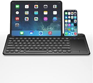 Dracool Bluetooth Keyboard with Trackpad Multi-Device Keyboard with Touchpad Wireless Keyboard with Tablet/Phone Holder and Easy Media Control for iPad/iPhone/Mac/Windows PC/Android/Smart TV, Black
