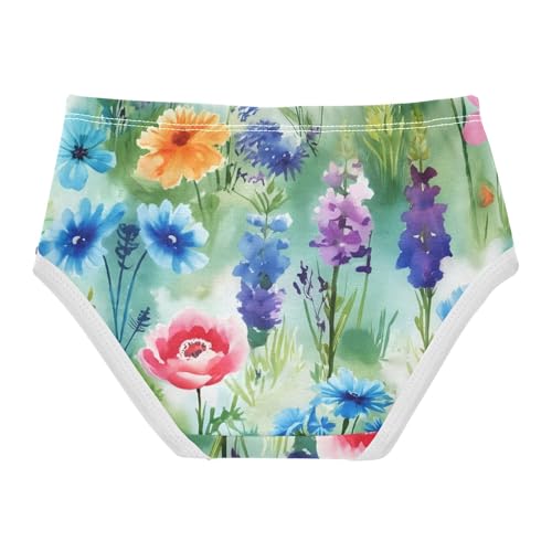 Colorful Wildflowers Lush Meadow Little Girl Panties Toddler Underwear Custom Cotton Animals Briefs Girls Undies 2t2